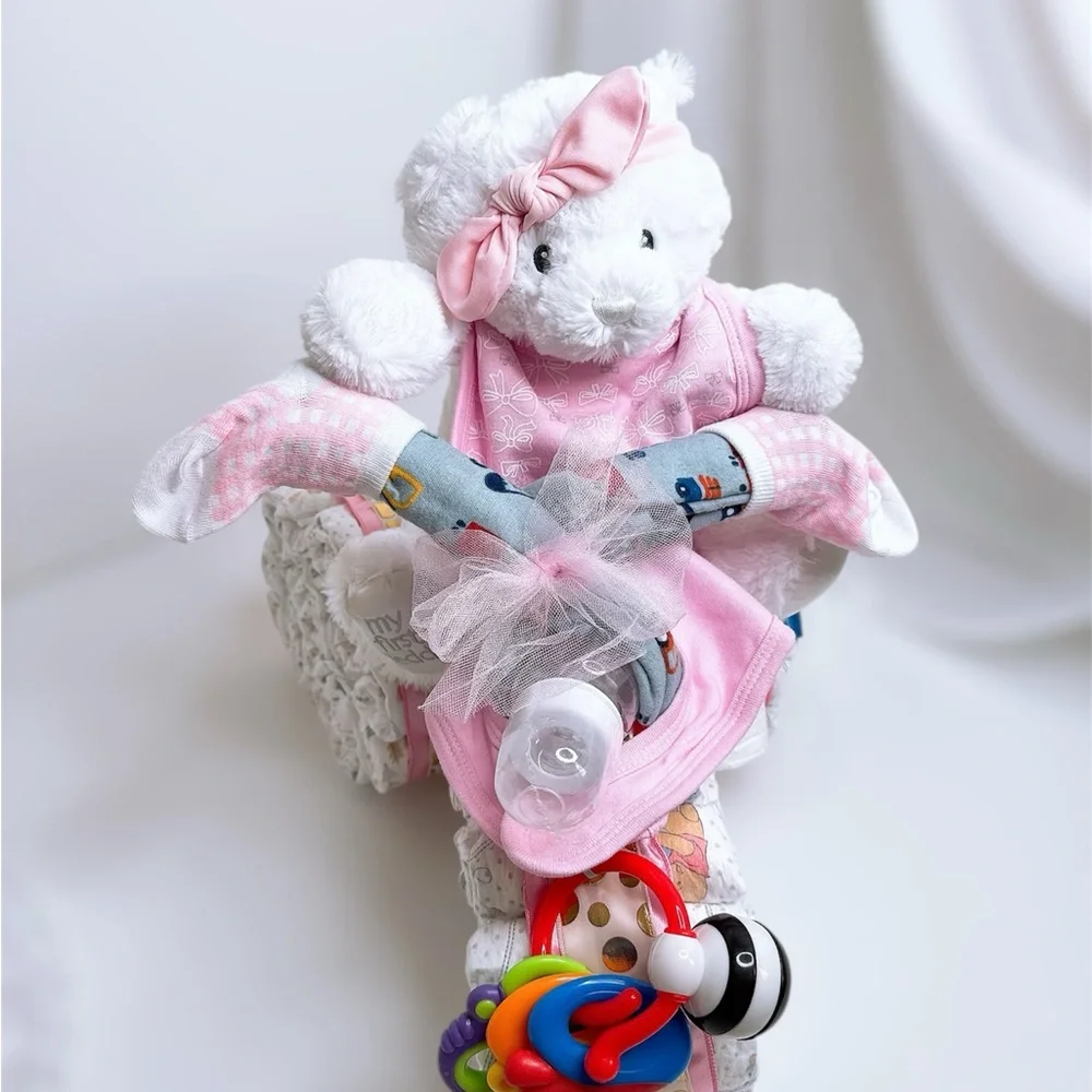 Motorcycle Girls Diaper Cake, Baby Shower Gift